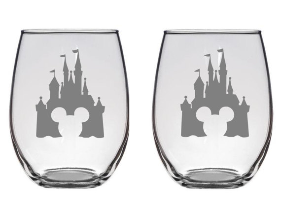 FROSTED MICKEY MOUSE Set Of 4 WINE GLASSES, WALT DISNEY
