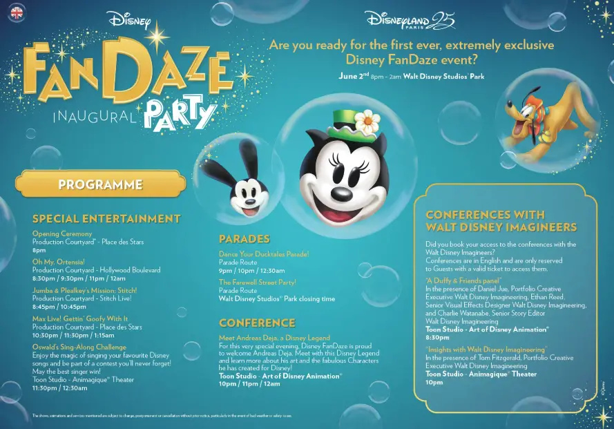 Program Revealed for FanDaze Inagural Event at Disneyland Paris