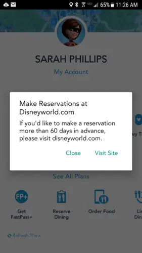 Advanced Dining Reservations