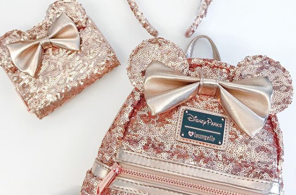 loungefly minnie mouse backpack rose gold