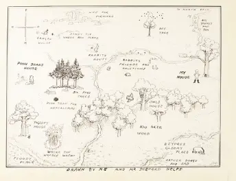 original sketch of "Winnie the Pooh's" Hundred Acre Wood