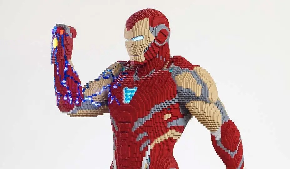 lego iron man statue