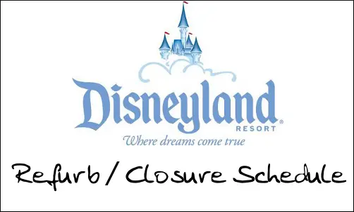 Refurb/Closure Schedule for Disneyland June 2010