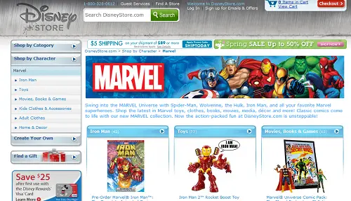 Marvel Products are now available at the Disney Store Website