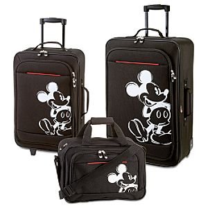 Disney Rolling Mickey Mouse Luggage Set Black 3 Pc