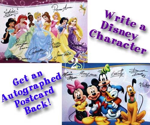 Get a free Autographed Postcard from the Disney Characters!