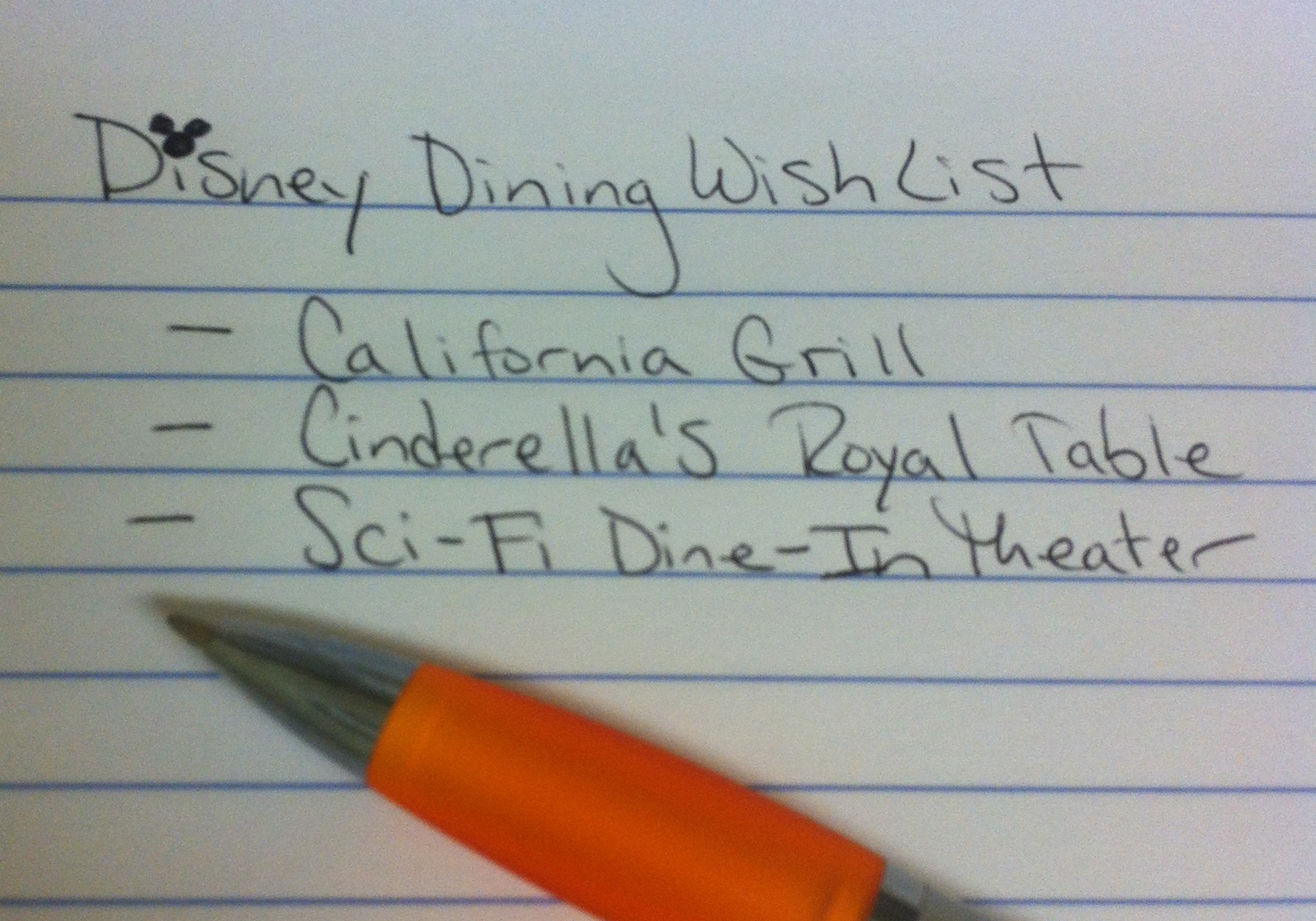 Disney Dining Wish List