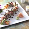 Dragon Roll tempura shrimp marinated tuna seard tuna wasabi cream spicy teriyaki 640x426