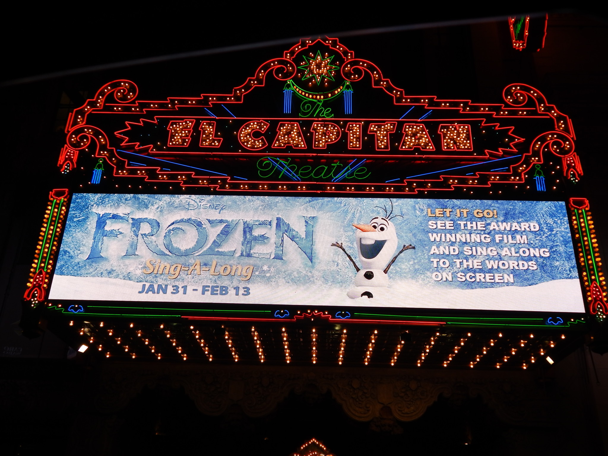 Frozen Sing-a-long At The El Capitan Theatre In Hollywood!
