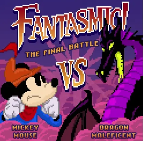 Mickey Mouse vs. Maleficent in this 8-bit version of Fantasmic