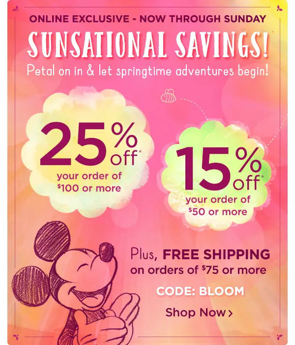 Disney Store – Take up to 25% OFF your ENTIRE order!