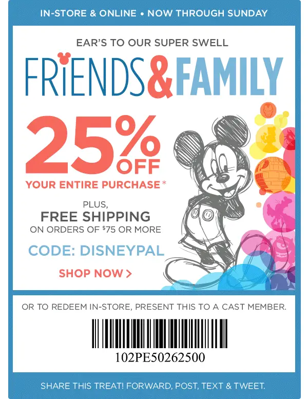 Disney Store 25% OFF Friends & Family Sale