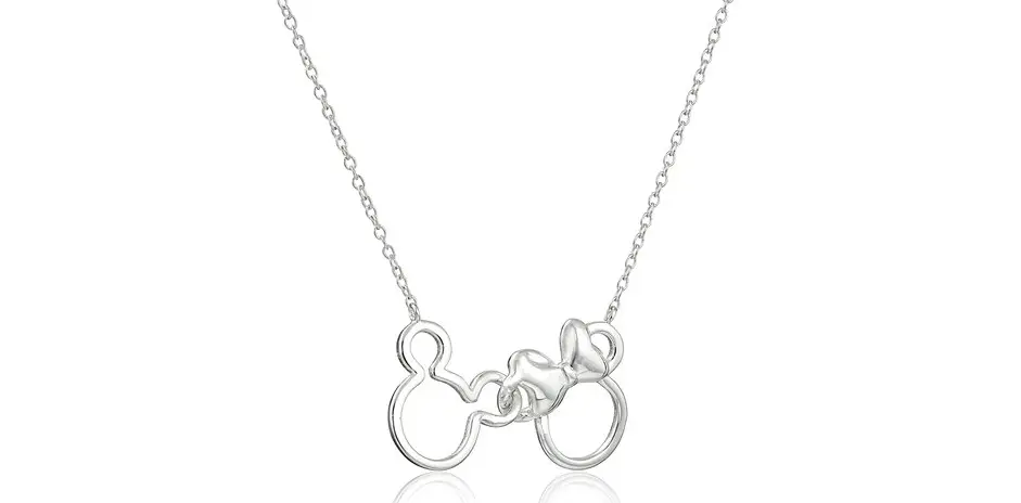 Minnie and Mickey Mouse Silhouette Pendant Necklace