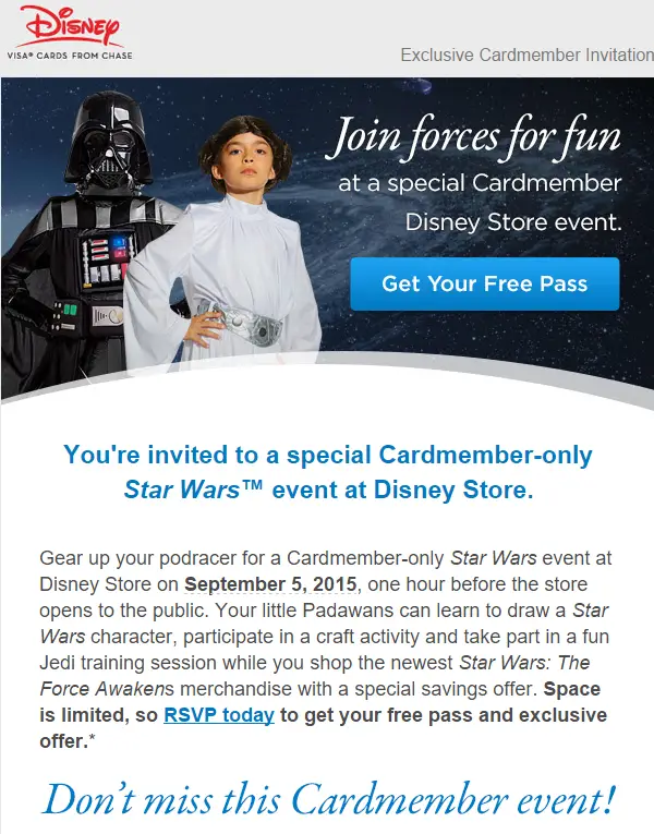 You’re invited to an exclusive Star Wars event at the Disney Store