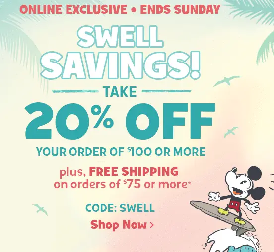 3 days only: Take 20% OFF and free shipping at the Disney Store