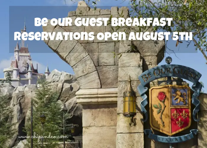 Reservations for Be Our Guest Breakfast Set To Release on August 5th