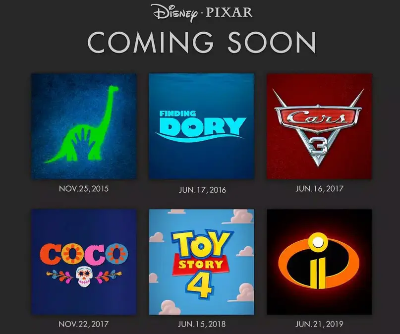 Disney/Pixar Release Schedule for next 4 years