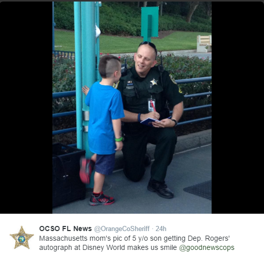Boy gets Autograph of His Real Hero at Disney World