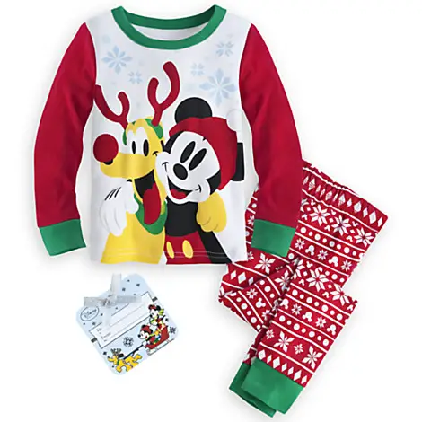 Disney Store Baby Red Long Sleeve Holiday Mickey Mouse Pluto Santa Suit Set NEW 