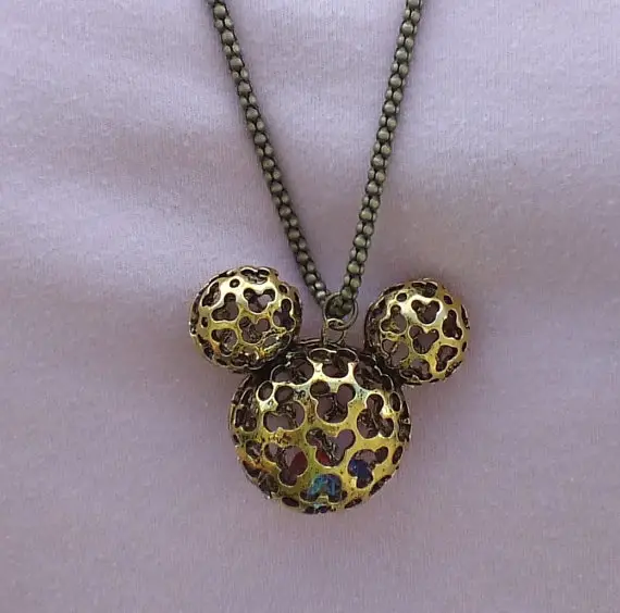 Disney Find- Antique Gold Hidden Mickey Scrollwork Pendant Necklace