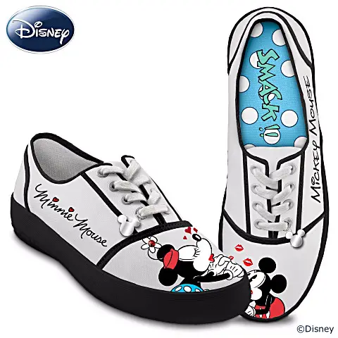 Retro Style Kissin’ Mickey & Minnie Signature Art Disney Sneakers