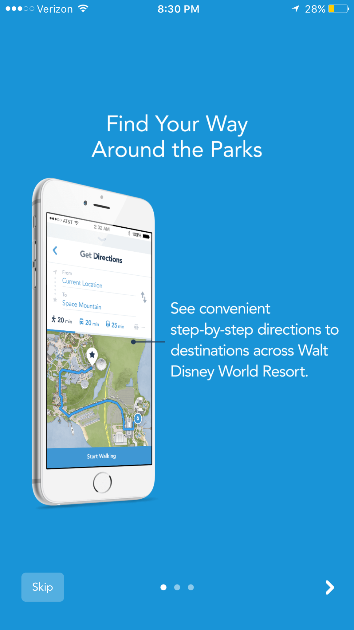 The “Get Directions” Feature is now Live on the My Disney Experience App