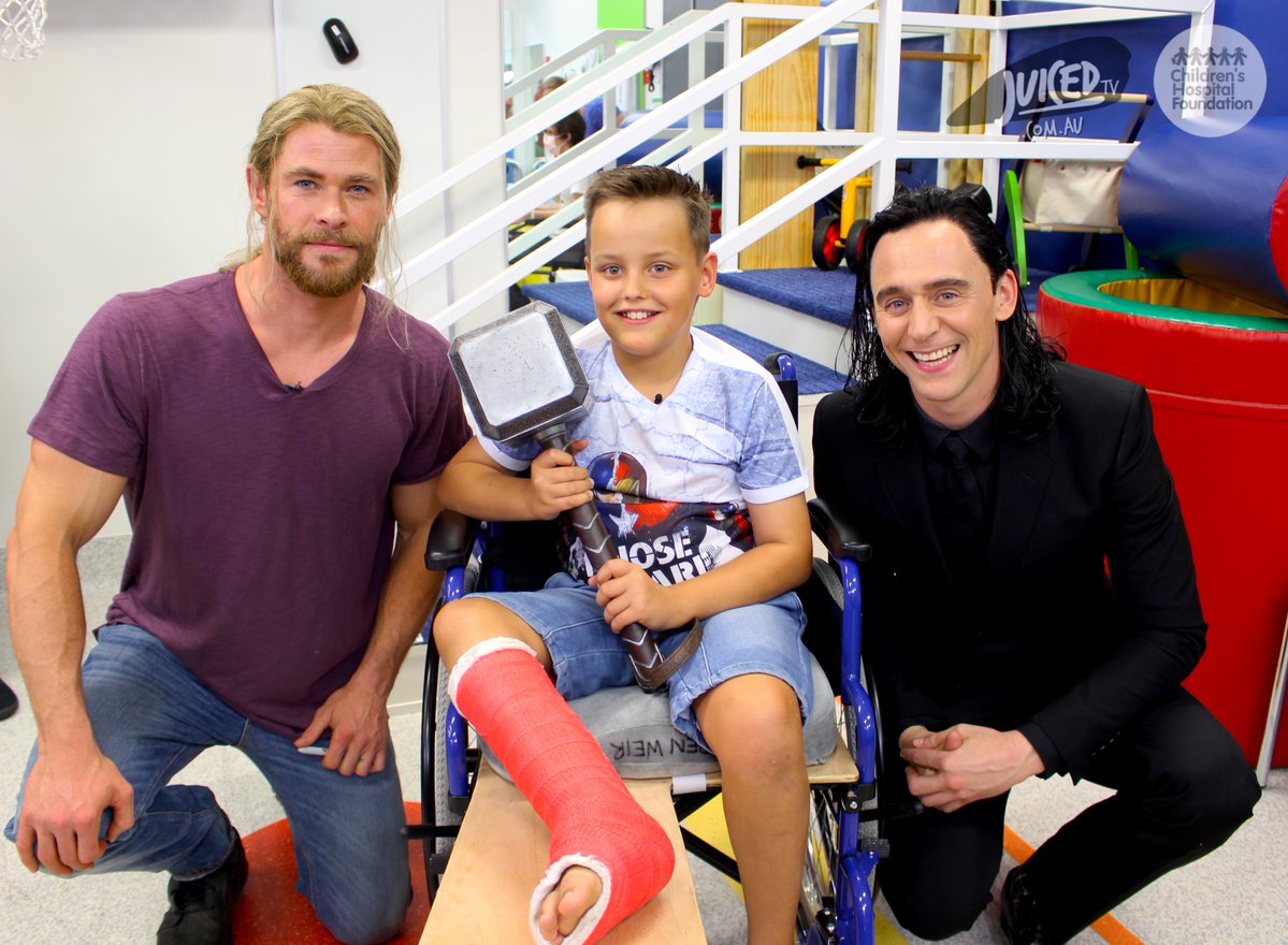 Thor And Loki take a break from filming to visit Children’s Hospital