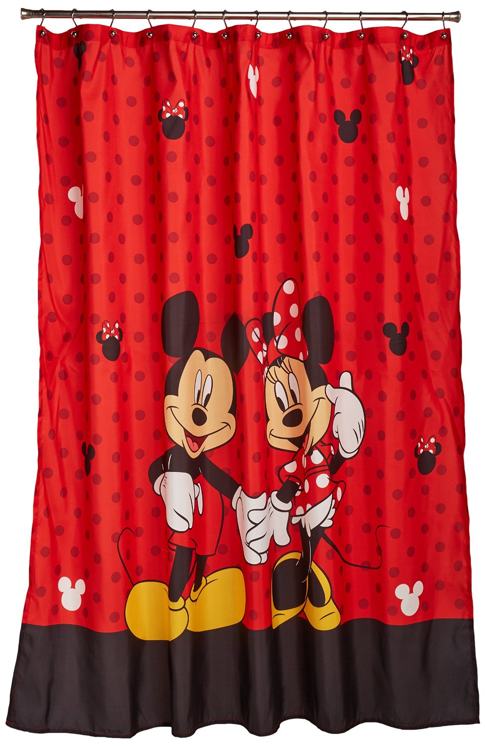 Red Disney Shower Curtain Full of Mickey & Minnie Love