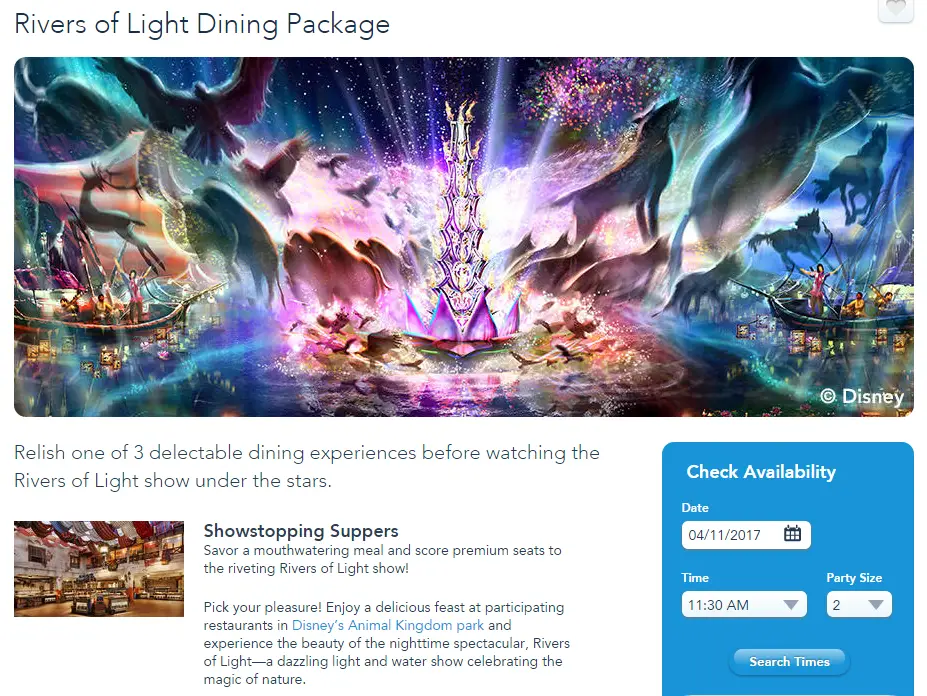 Rivers of Light to open May 1st 2017 with new Dining Packages