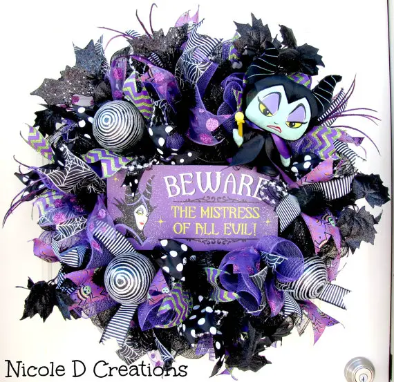 Beware of the Mistress of all Evil with the Maleficent Halloween Wreath