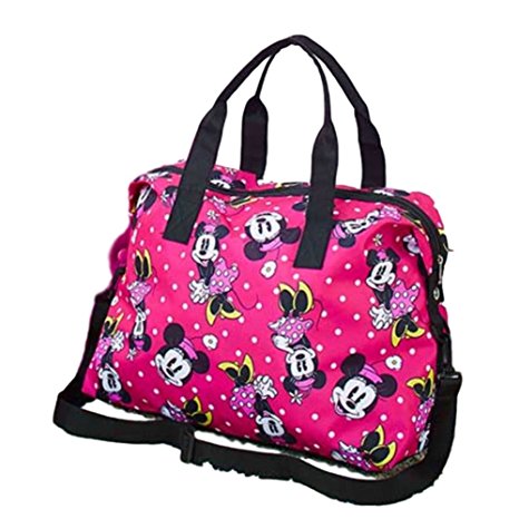 Meirdre Travel Duffel Bag Cartoon Minnie Mouse Lightweight Large Capacity Portable Luggage Bag Weekender Bag Overnight Carry-on Tote