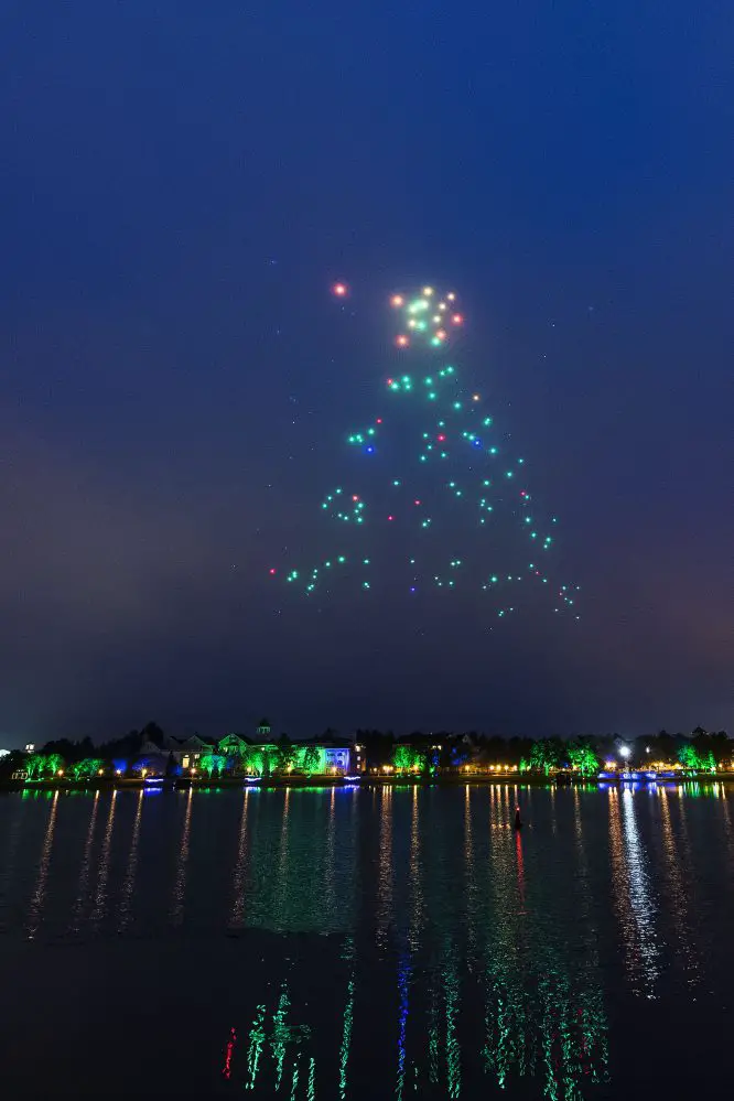 Take a Look at Disney Springs’ New Drone Christmas Show