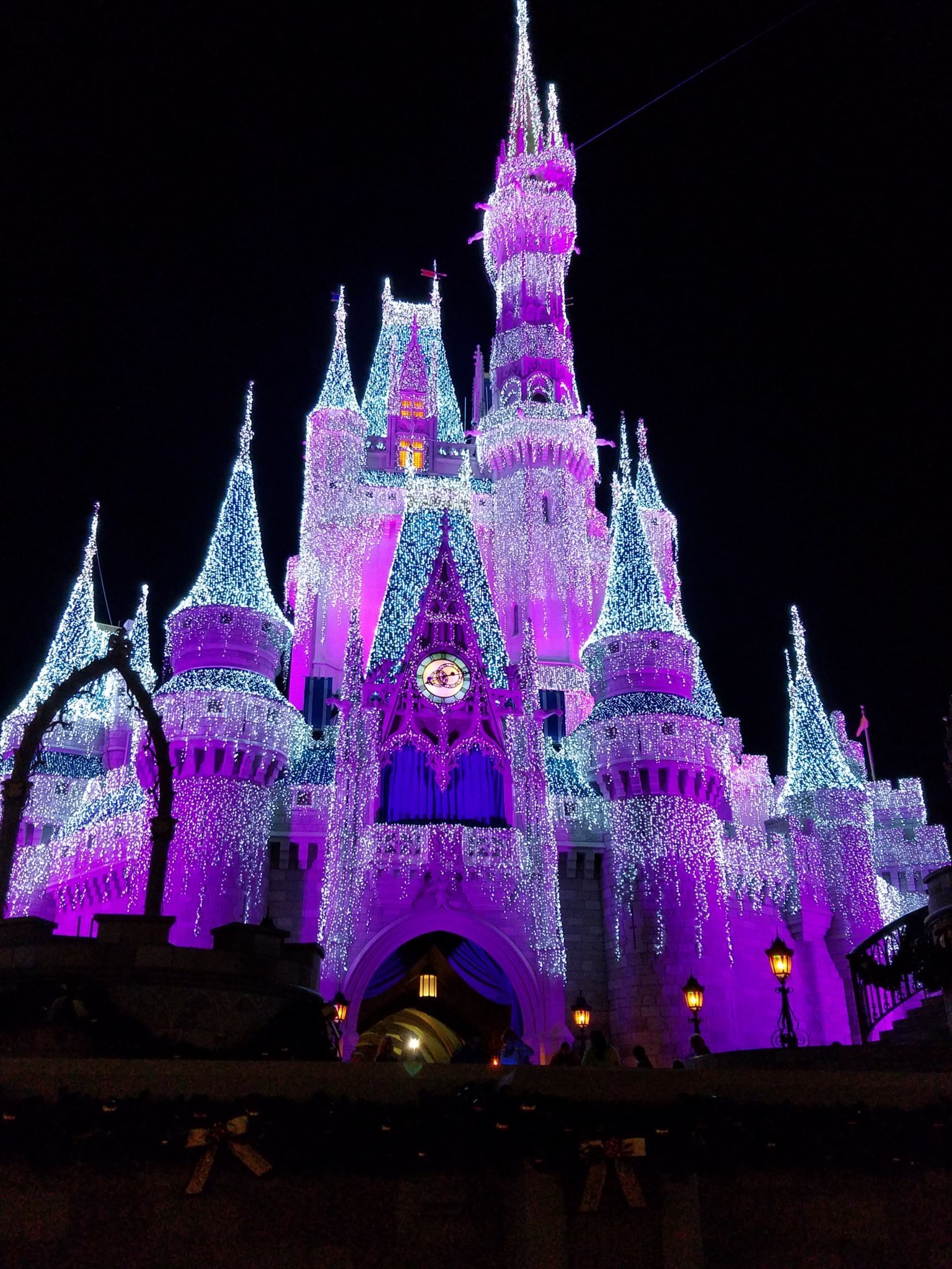 The Many Colors of Cinderella’s Castle Holiday Lights