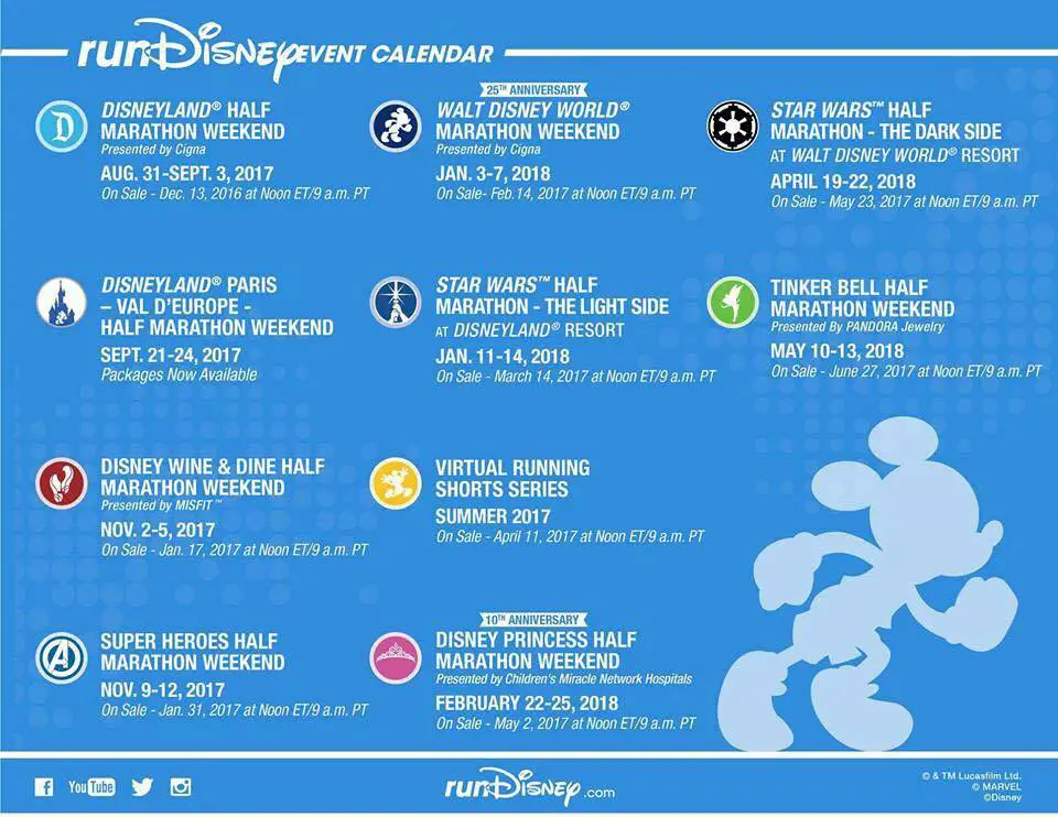 RunDisney 2017-2018 Race and Registration Dates Announced