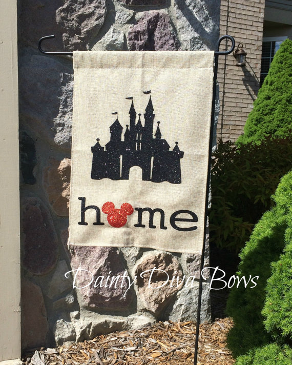 “Welcome Home!” With a Burlap Disney Garden Flag