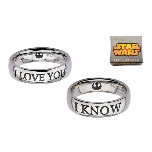 Star Wars Han and Leia I Love You and I Know Couple Ring Set