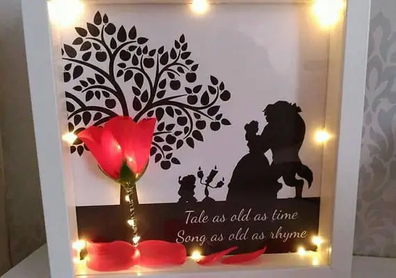 Romantic Beauty and the Beast Enchanted Rose Frame