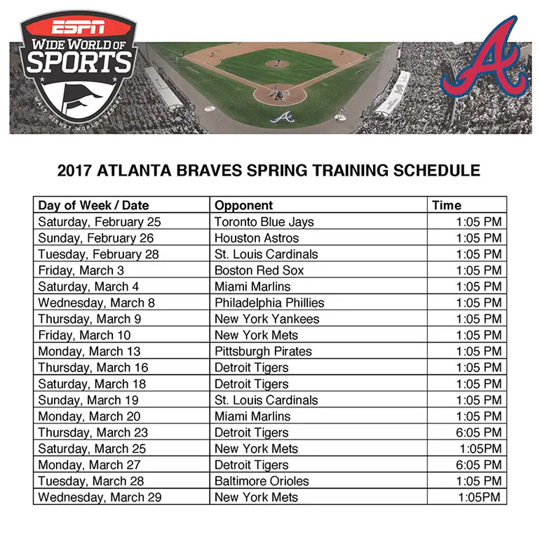 Atlanta Braves Spring Training Packages are now Available Chip and
