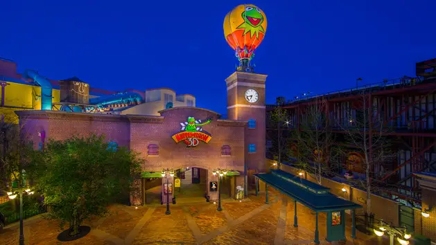 Iconic Kermit The Frog Hot Air Balloon being Removed from Muppets Courtyard