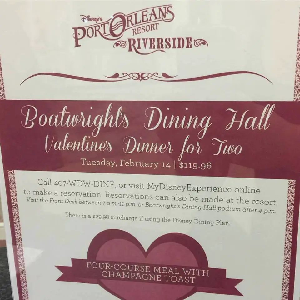 Boatwright’s Dining Hall Hosting Valentine’s Day Dinner for Two