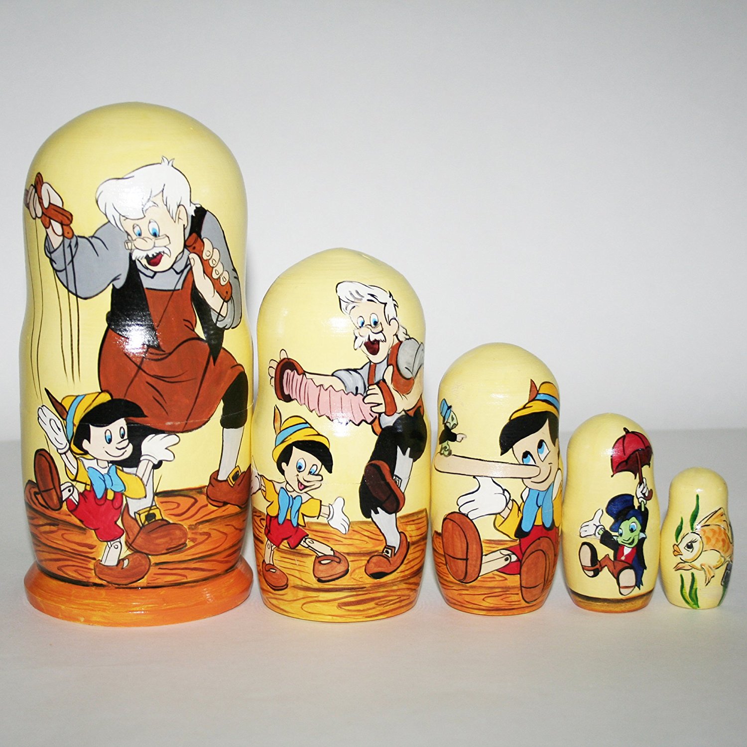 Charming Vintage Style Handmade Pinocchio Nesting Dolls
