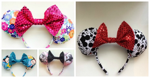 Colorful and Unique Handmade Fabric Minnie Mouse Ears