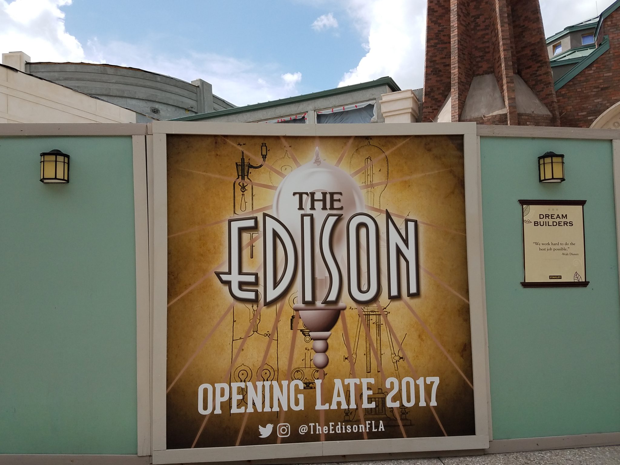 New Signage for The Edison in Disney Springs Indicates Late 2017 Opening