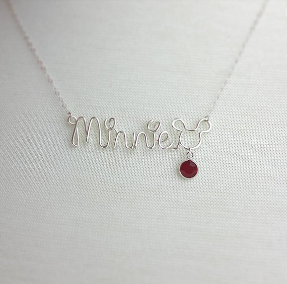 Beautiful Disney Birthstone Necklace with Personalized Name