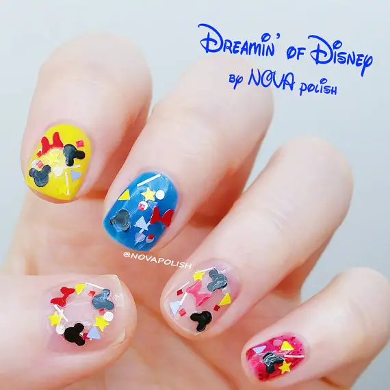 Colorful Mickey Mouse Inspired Confetti Nail Polish