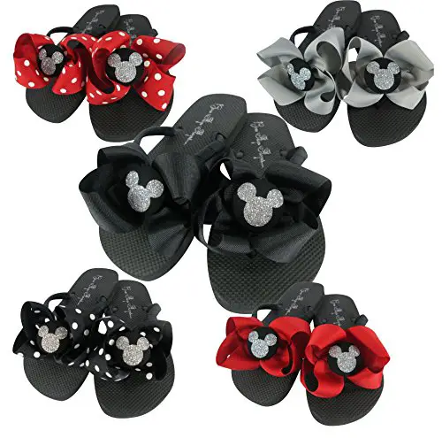 These Cute Mickey Glitter Bow Flip Flops are Amazing