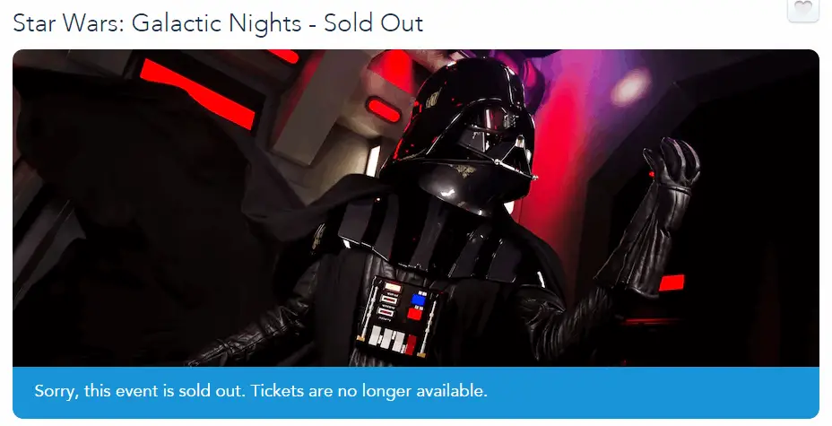 Star Wars: Galactic Nights Event in Hollywood Studios is now Sold Out
