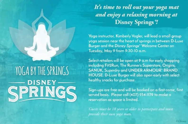 Disney Springs Offering A Free Yoga Session Called “Yoga By The Springs”