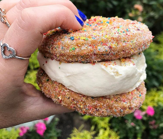 This Fruity Pebbles Churro Ice Cream Sandwich is what Dreams Are Made of!
