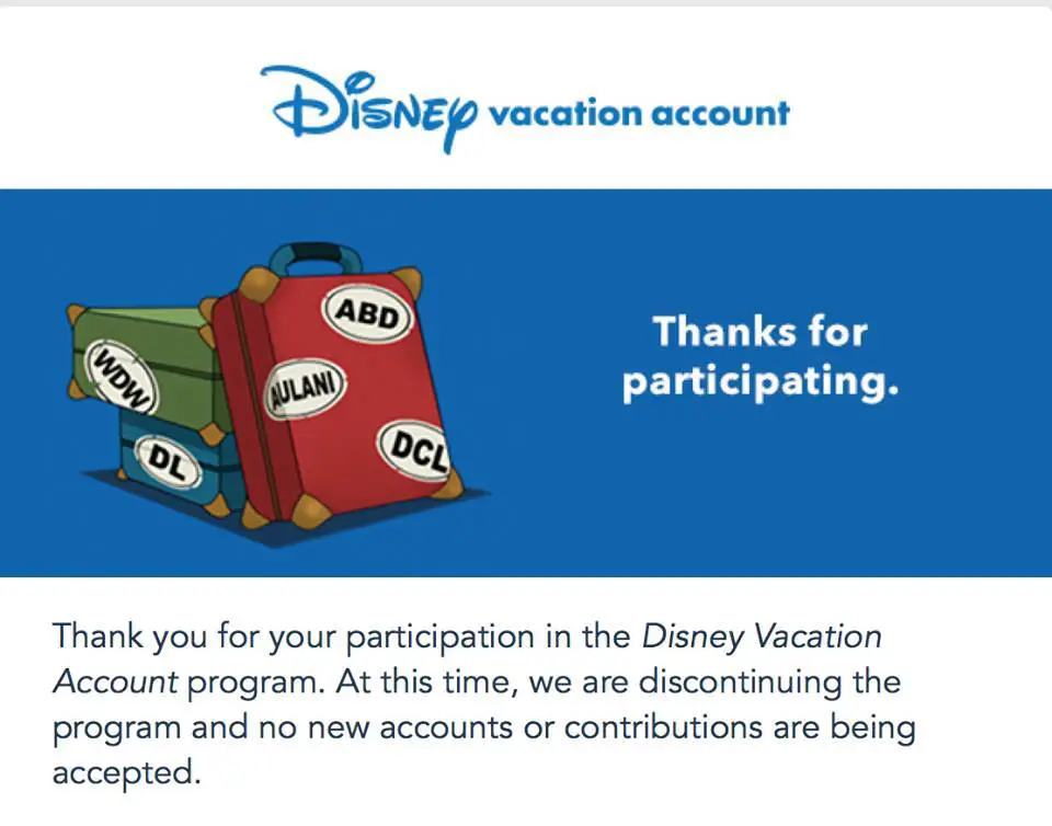 Disney Vacation Account Has Been Discontinued!